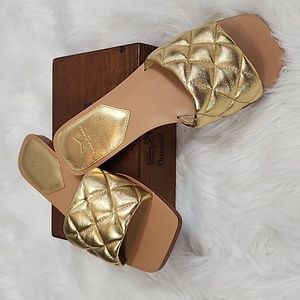 Gold Quilted Women's Flats